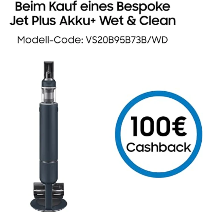 Samsung Bespoke Jet Plus Akku+ Wet & Clean Akku-Staubsauger, Teleskopierbar, All-in-one Clean Station, Inkl. Ersatz-Akku und Zubehör, Midnight Blue, VS20B95B73B/WD – Bild 2