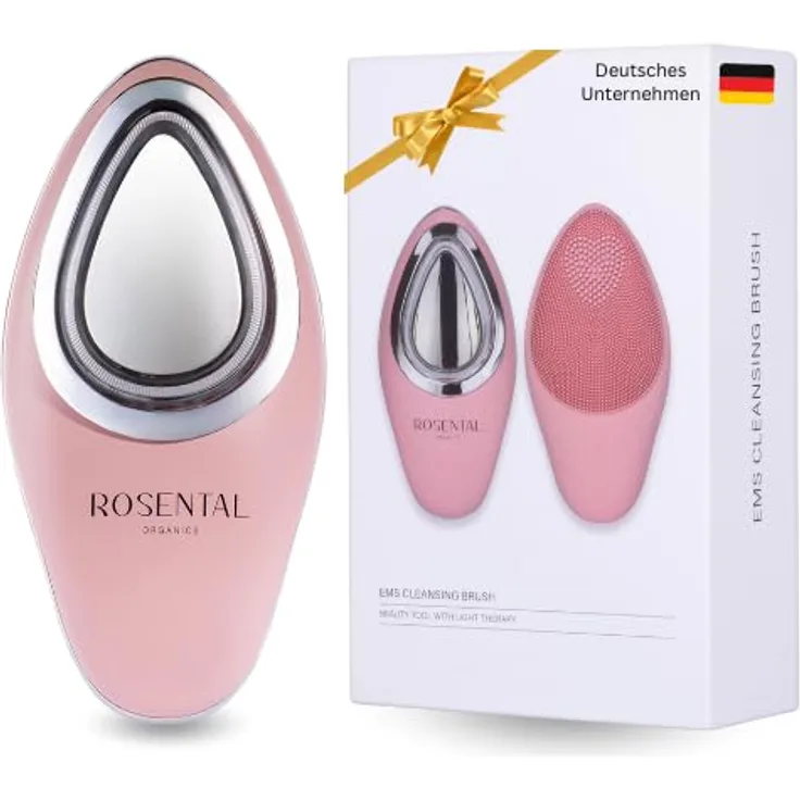 Rosental Organics EMS Cleansing Brush, Gesichtsreinigungsbürste mit Vibration, EMS & Lichttherapie, Silikonbürste für effektive Tiefenreinigung und Hautelastizität