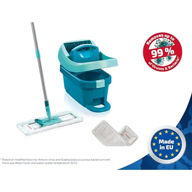 Leifheit Wischmopp Set Wischtuchpresse Profi XL mit Rollen, 42 cm Wischbreite, micro duo Bezug, maschinenwaschbar bis 400×, für alle Hartböden – Bild 2