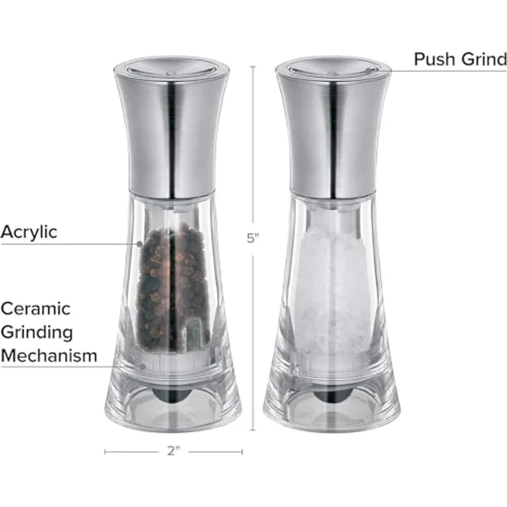 Küchenprofi New York Salz- und Pfeffermühlen-Set, Edelstahl, transparent, 20 Jahre Garantie, Keramik-Mahlwerk – Bild 2