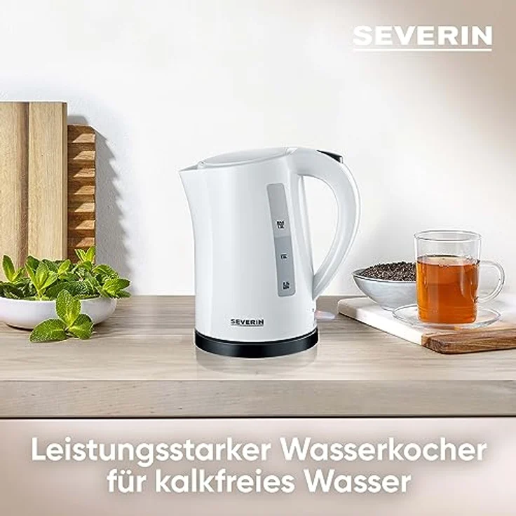 SEVERIN Wasserkocher, 1,5 L, ca. 2.200 W, WK 3494, Weiß-Schwarz – Bild 3