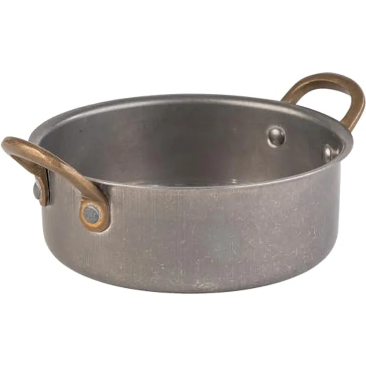 APS Serviertopf "SNACKHOLDER" Edelstahl Ø 14 cm, 0,55 Liter, Antik-Edelstahl-Look