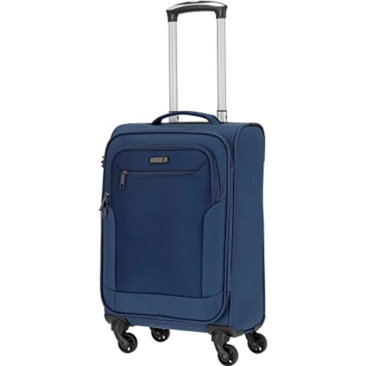 D&N Travel Line 6804 Koffer, 55 cm, 35L, blau, Bordgepäck Trolley mit Leichtlaufrollen und Teleskopgestänge – Bild 2