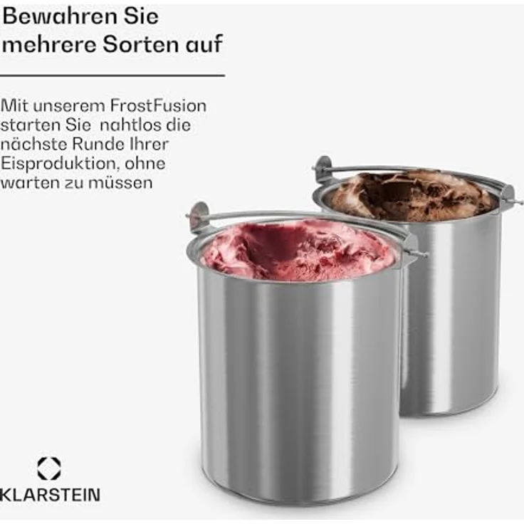 Klarstein FrostFusion Eisbehälter, 1L Edelstahl, spülmaschinenfest, robust, passend für FrostFusion Eismaschine – Bild 2