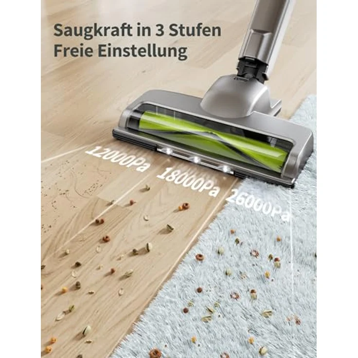 kalado KCV01, Akku Staubsauger 27000Pa, kabellos, 250W bürstenloser Motor, 45 Minuten Akkulaufzeit, 1000ML Staubbecher für harte Böden und Tierhaare – Bild 3