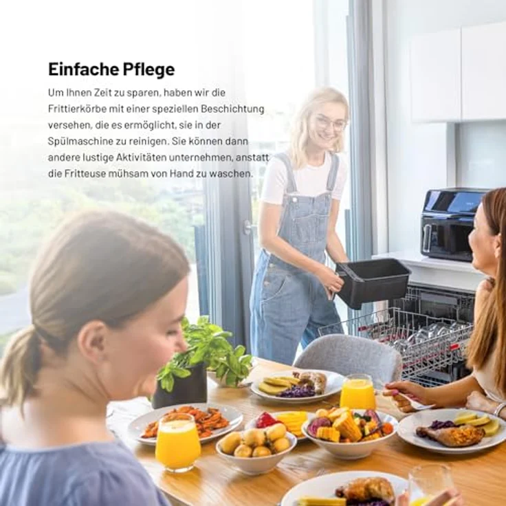 Lauben DualZone® Heißluftfritteuse 8000BC Air Fryer mit zwei Körben, Gesamtvolumen 8l, individuelle Einstellung beider Körbe getrennt, Klarsichtfenster, 8 voreingestellte Programme – Bild 5