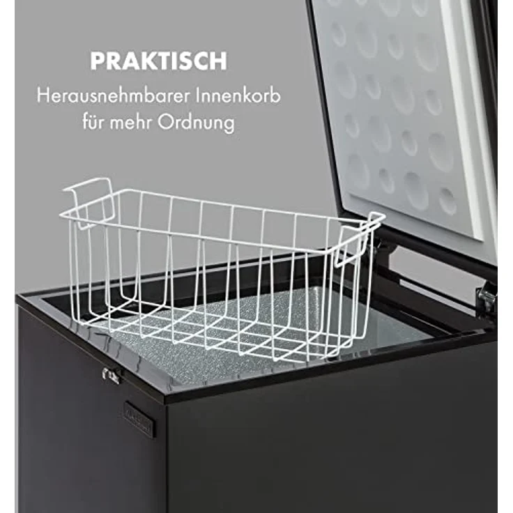 Klarstein Gefriertruhe Klein und Schmal, 78 Liter Tiefkühltruhe mit Einhängekorb, Energieeffizient, Kompakt - Weiß – Bild 4