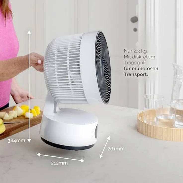 MEACO MeacoFan Sefte® 8, Tragbarer Ventilator mit austauschbarem Akku, 17 Stunden Laufzeit, leiser Betrieb, Fernbedienung, Nachtmodus, 2,3 kg – Bild 2