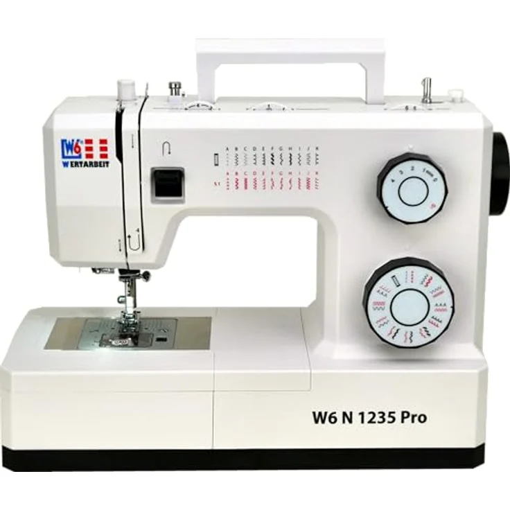 W6 Nähmaschine N 1235 Pro mit 24 Programmen | Freiarm | automatischer Einfädler | obenliegende Spule | Umlaufgreifer | Knopflochautomatik | Jeans nähen | 100 Watt Servo Motor, Weiß – Bild 4