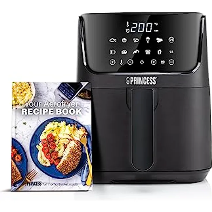 Princess Heißluftfritteuse mit 3,5 L – 70% weniger Energieverbrauch – 11 Programme – Inklusive Rezeptheft mit 30 Rezepten in deutsch – Aerofryer 182031