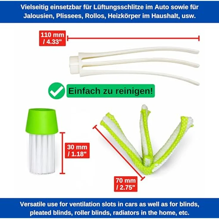 Reinigungsbürste Lüftungsschlitze, Reinigungsbürste Jalousien, kompakte Größe 16.5 x 4 cm, Lamellen Reinigungsbürste, Staubwischer, Staub Bürste Heizkörper, Auto Innenraum Reinigung, Jalousien Bürste – Bild 5