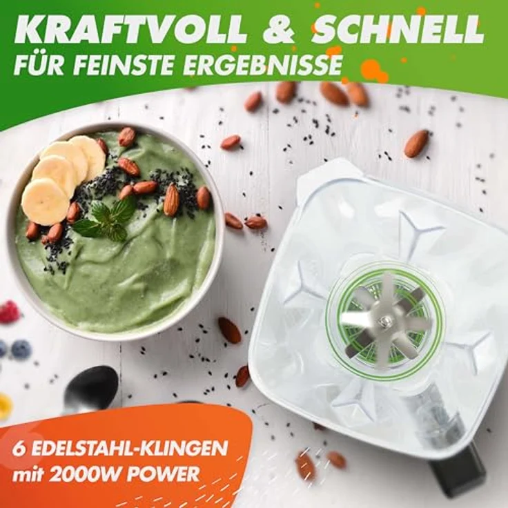 Nutrilovers NUTRI-BLENDER MAX Hochleistungsmixer 2000W Standmixer Smoothie - 2L Tritan, BPA-frei, 9 Stufen, Digital-Timer, inkl. Smoothie Rezeptbuch – Bild 3