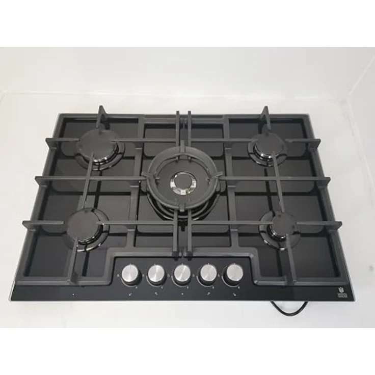 Gasline Gasherdset GB850-FIX, 75 cm Gaskochfeld Schwarz mit 5 Brennern, WOK-Brenner 4,2 kW, Umluft Einbaubackofen 69 Liter, Automatikzündung und Gusseisen Topfträger – Bild 3