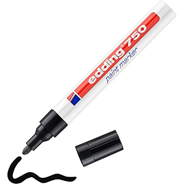 edding 750 Lackmarker - schwarz - 1 Stift - Rundspitze 2-4 mm - Lackstift zur Markierung und Beschriftung von Metall, Glas, Stein oder Kunststoff - hitzebeständig, permanent, wisch- und wasserfest – Bild 1