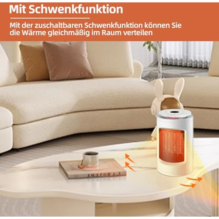 SHX Keramikheizlüfter PTC-Heizlüfter 1200W SHX23PTC100, Betriebsanzeige mit 3 verschiedenen Farblichtern, weiß – Bild 6