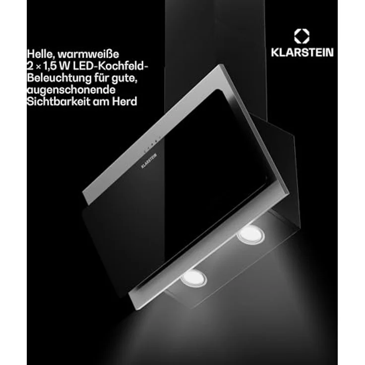 Klarstein Dunstabzugshaube 60cm, Abluft-Dunstabzugshaube mit Spülmaschinenfestem Filter aus Aluminium, Leise Abzugshaube Abluft, 305 m³/h Luftstrom, Wandhauben mit LEDs, Dunstabzug zur Wandmontage – Bild 4