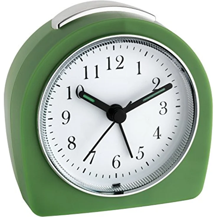 TFA Dostmann Analoger Wecker 60.1021, leises Uhrwerk mit Snooze-Funktion und Hintergrundbeleuchtung, grün, L 87 x B 55 x H 90 mm – Bild 1