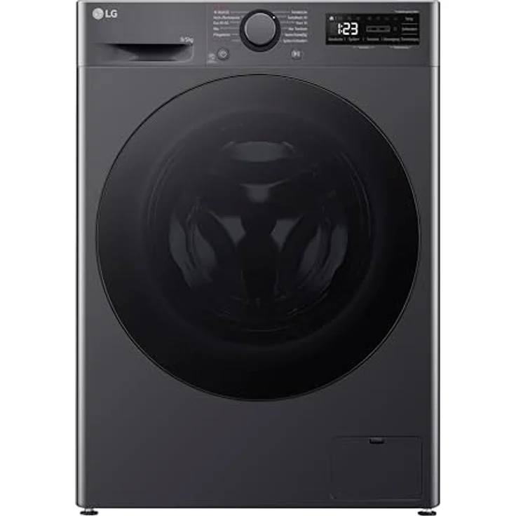 LG V5WD95SLIMB, Klasse A/E, SLIM Waschtrockner, 9-5kg Waschen/Trocknen, Wi-Fi, AI Direct Drive, Tiefenreinigung mit Dampf, TurboWash 360°, Sicherheitsglastür, AquaLock, 60 x 53.5 x 85cm ꟷ Schwarz – Bild 1