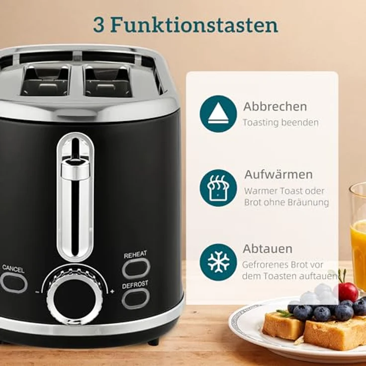 HOMCOM Wasserkocher-Toaster-Set, 1.7L mit Memory-Funktion, 2200W, LED-Display, Schwarz – Bild 6