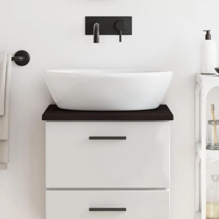 vidaXL Schneidebrett Waschtischplatte Dunkelbraun 40x30x2 cm Massivholz Behandelt, Eichenholz mit Naturkante – Bild 3