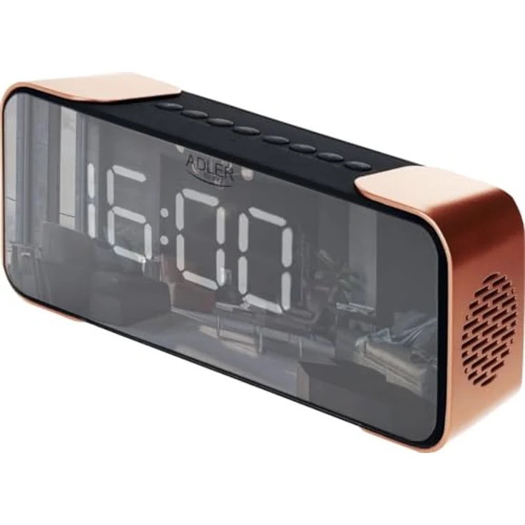 Adler Europe AD 1190 Kabelloser Radiowecker – FM-Radio, 3 Weckermodi, Bluetooth 5.0, LED-Display in Kupfer Schwarz, 1800 mAh Akku – Bild 1