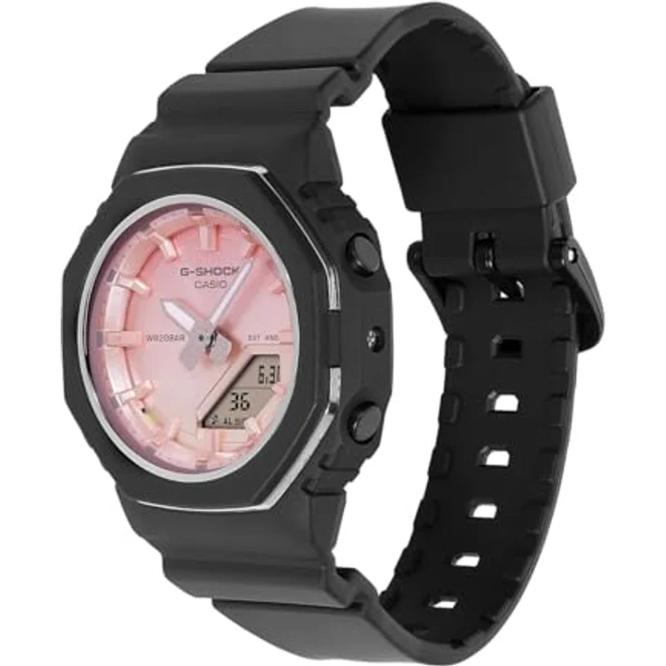 Casio G-SHOCK Damenuhr GMA-P2110SC-4AER, Roséfarbene Armbanduhr mit dunkelgrauem Band und Rosenquarz-Design – Bild 3