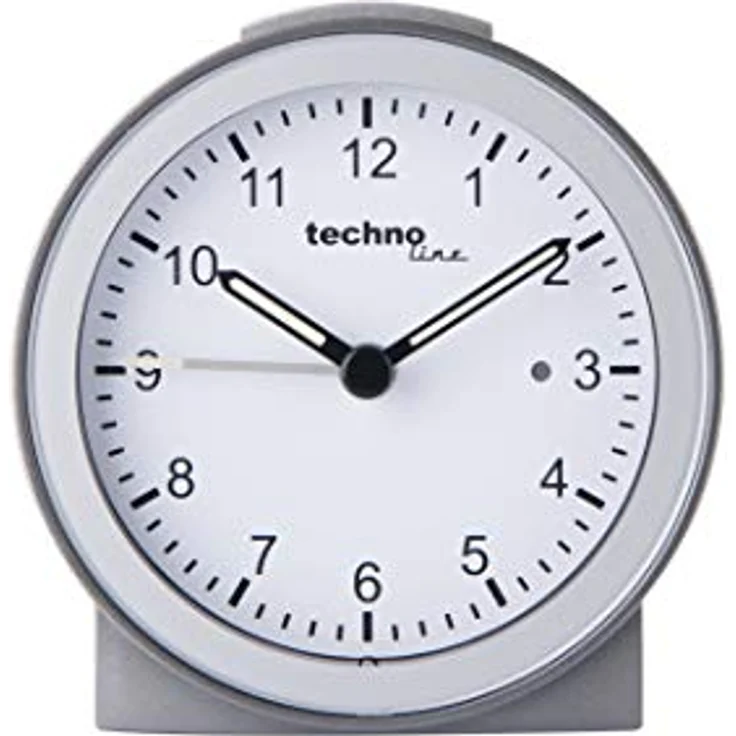 Technoline Quarzwecker Modell G, Silber, modernes Design, Weckalarm mit Schlummerfunktion, übersichtliches Display – Bild 1