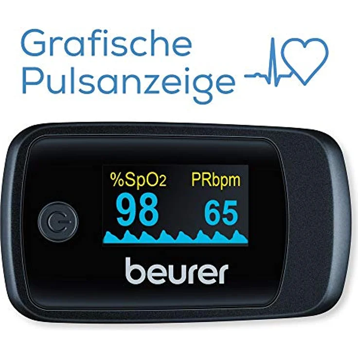 Beurer PO 45 Pulsoximeter, Messung von Sauerstoffsättigung (SpO2), Herzfrequenz (Puls) und Perfusions Index (PI), schmerzfreie Anwendung, Farbdisplay, 1 Stück (1er Pack) – Bild 4
