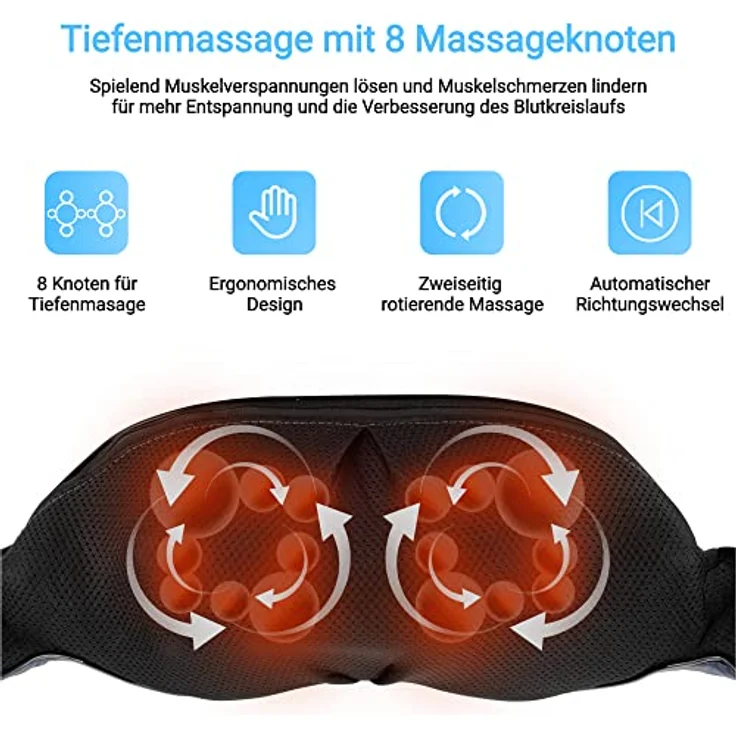 Fitleap Massagegerät, Nacken-Rücken-Schulter-Massagegerät, Shiatsu Massagegerät mit Infrarot-Wärme, schwarz – Bild 4