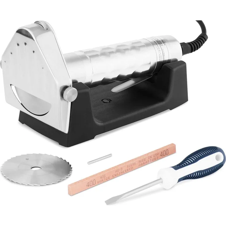 Royal Catering RCKK-80.3 Dönermesser, Aufschnittmaschine, Präzise Schnittstärke 0-6 mm, 8000 U/min, Beige, Grau, Schwarz, Silber, Weiss