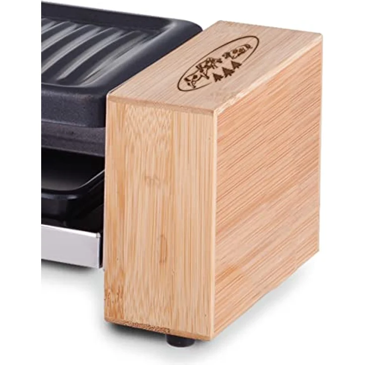 LITTLE BALANCE 8618 Raclette 2 Meuuh…, Raclettegerät für 1 / 2 Personen, abnehmbarer Grill, 2 Spatel + 2 Brettchen, Antihaftbeschichtung, 1 oder 2 Personen, 320 W, Bambus – Bild 5
