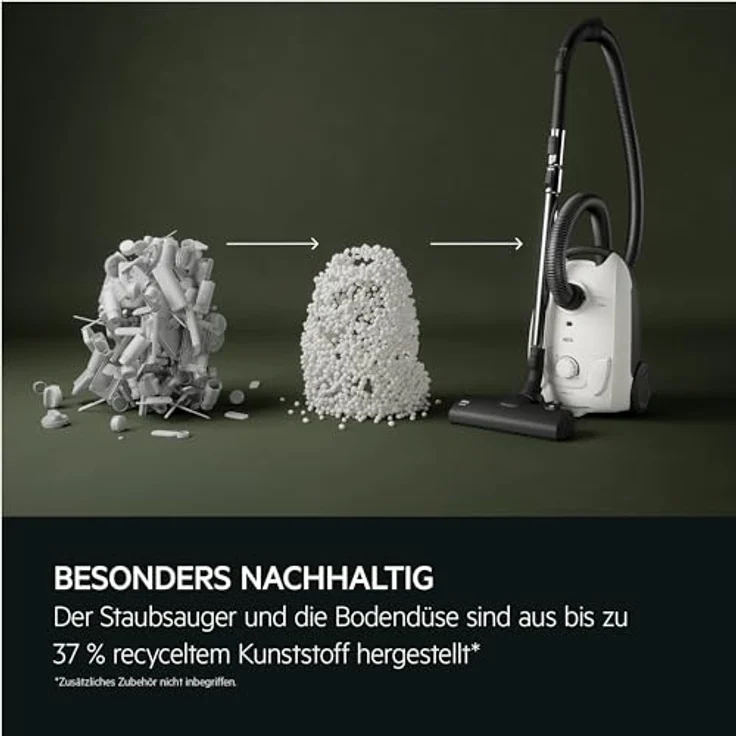 AEG CLEAN 5000 AB51C1SW Staubsauger mit Beutel, hohe Saugleistung, 37 % Recyclingkunststoff, Hygiene-Filter, weiß – Bild 3