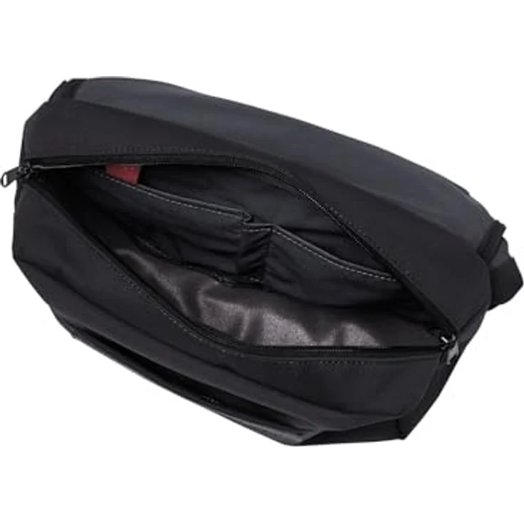 VAUDE Coreway Shoulderbag 6, Umhängetasche aus recycelten PET-Flaschen, schwarz, mit durchdachter Fächeraufteilung und Sicherheitskonzept – Bild 2