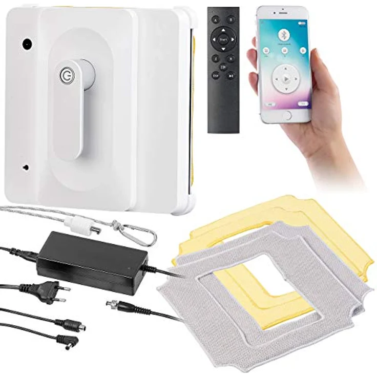 Sichler Haushaltsgeräte Fensterreinigungsroboter PR-040, Akku Fensterputz-Roboter mit Bluetooth, App, Waschbaren Mikrofaser-Pads und Sicherungs-Seil – Bild 2