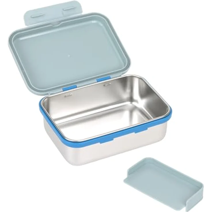 LÄSSIG Edelstahl Lunchbox, Sunny Explorer Grün, mit flexiblem Trenner und sicherem Silikonverschluss, 1 l, spülmaschinengeeignet – Bild 3