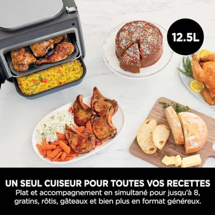 Ninja Combi 12-in-1 Multikocher, Ofen & Heißluftfritteuse, 12 Kochfunktionen, Air Fryer & Grillen Zubereitung in 15 Min*, mit Backblech, Pfanne, Crisper Gittereinsatz, Rezeptanleitung, Grau, SFP700EU. – Bild 3