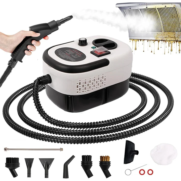 Sross Dampfreiniger 2500W, Handdampfreiniger mit 1200 ml Wassertank, 6-Gang-Einstellung, für Böden, Fenster und Küchen
