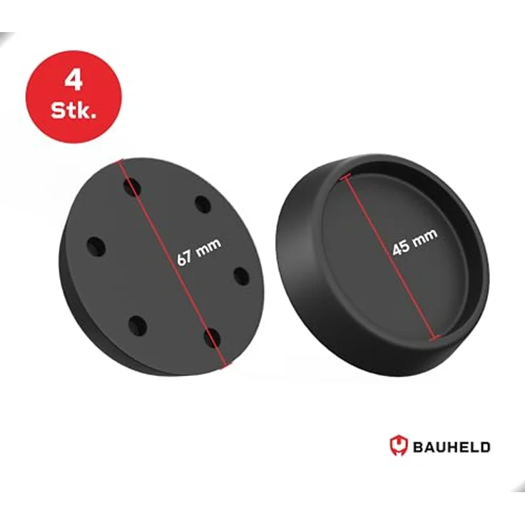 BAUHELD 4x Schwingungsdämpfer Waschmaschine und Trockner, Antivibrationsfüße aus Gummi, kompatibel mit Bosch, Siemens, AEG, rutschfeste Unterlage in Schwarz, Made in Germany – Bild 2