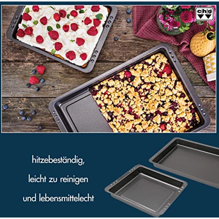 Backblech-Set Auflaufformen-Set 2 in1 CHG Made in Germany, 42,0 x 29,0 x 4 cm und 29,0 x 23,0 x 4,0 cm – Bild 3