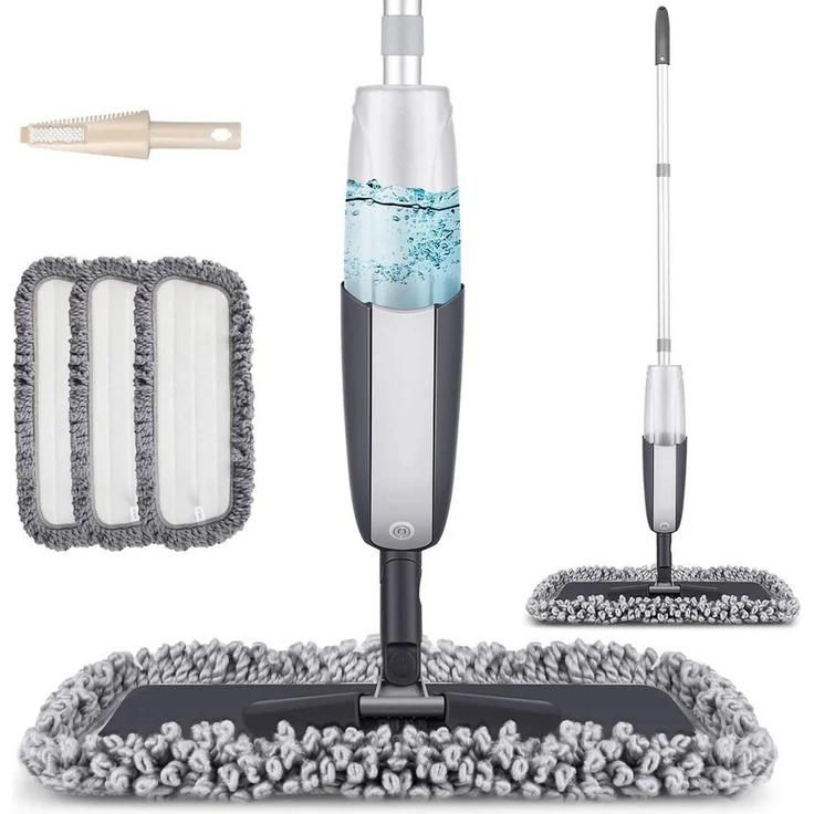 HUGERSTONE Sprühwischer Bodenwischer, 360 Grad drehbarer Spray Mop mit Wassertank, 3 waschbare Mikrofasertücher für alle Bodenarten