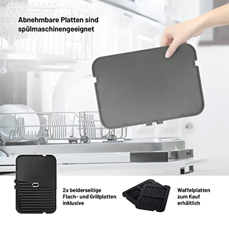 Lauben Contact Grill Deluxe 2000ST Tisch-Kontaktgrill mit 6 Automatikprogrammen, abnehmbaren Platten, LED-Display, Speicher-Funktion, Abtropfschale, Spülmaschinengeeignet – Bild 3
