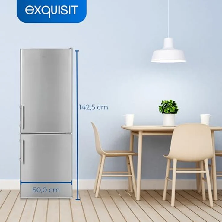 Exquisit Kühl-Gefrierkombination KGC5233-60-HE-040D inoxlook | Nutzinhalt: 173 L | Alarm-Funktion | 4-Sterne-Gefrieren | Standgerät – Bild 4