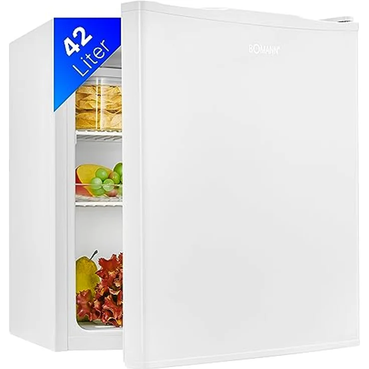 Bomann® Mini Kühlschrank 42 Liter | Getränkekühlschrank klein für Büro, Camping und Gaming | kleiner Kühlschrank leise 39 dB | Minibar mit wechselbarem Türanschlag | 51x45x45 cm | KB 7346 weiß – Bild 1