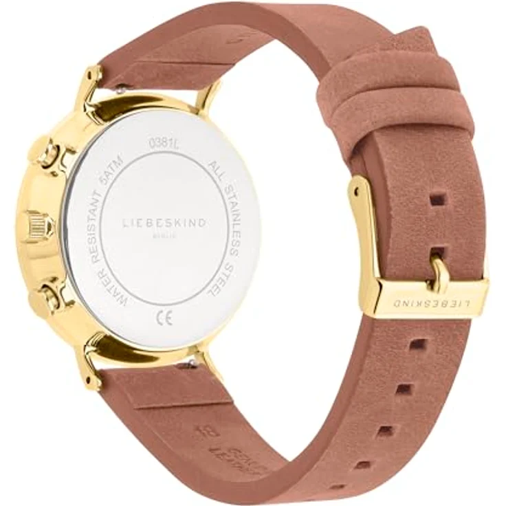 Liebeskind Berlin Armbanduhr LT-0381-LM IP Gold braun, Multifunktions Damenuhr mit Edelstahlgehäuse und Lederband – Bild 4