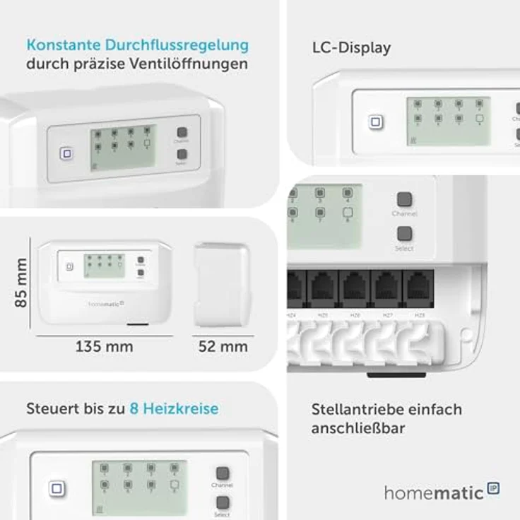 HomeMatic IP Fußbodenheizungscontroller 8 Kanäle, motorisch, digitale Steuerung mit App-Funktion, energiesparend, 161656A0 – Bild 3