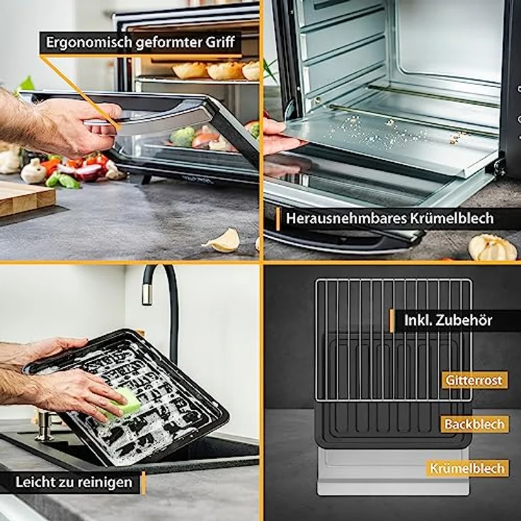 First FA-5044-1 Minibackofen, Standgerät, Garraum 35 l, Leistung 1600 W, schwarz – Bild 4