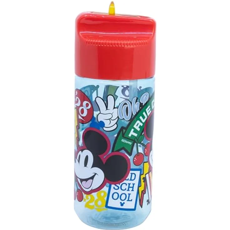 Storline Trinkflasche Disney Mickey Mouse, 430 ml, auslaufsicher mit Trinkhalm, Tritan素材 – Bild 3