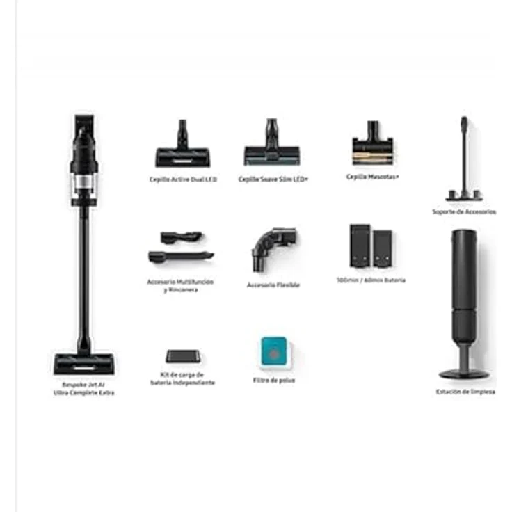 SAMSUNG VS90F40DEK/WA, Bespoke Jet Ultra Complete extra, Handstaubsauger mit 400 W, 2 Batterien, HEPA-Filter, Schwarz – Bild 5