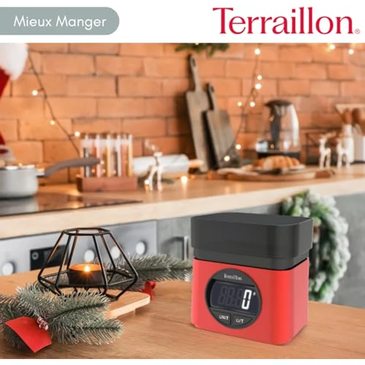 Terraillon BA22 Mythique, Küchenwaage mit großem LCD-Bildschirm, rot – Bild 4