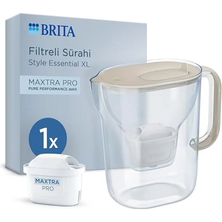 BRITA Style ESSENTIAL XL Tischwasserfilter mit MX Pro Pure Performance Filter, 3,6 L Kapazität, sand – Bild 1
